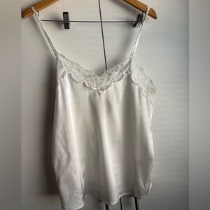 NWT Muse White Satin Lace-Trim Chemise Top
